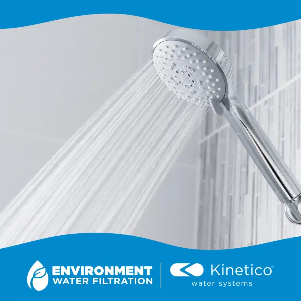 ewf graphic with image of detachable shower head spraying water